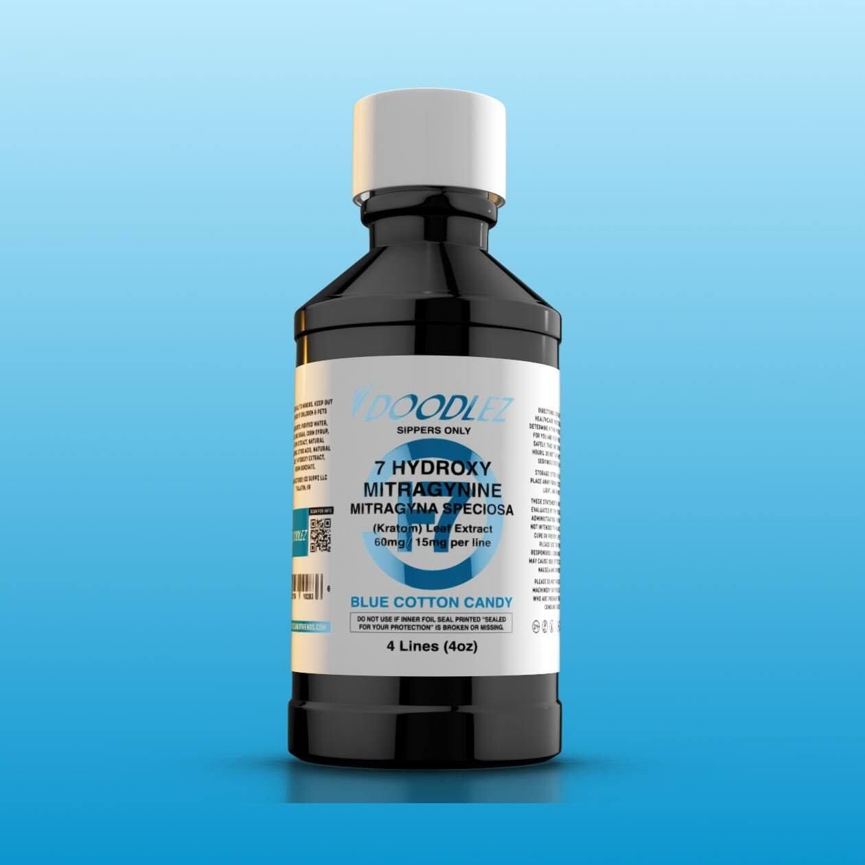 Doodlez 7-Hydroxy Kratom Syrup – 4oz Bottles, 60mg 7-OH – 4 Count Display Box
