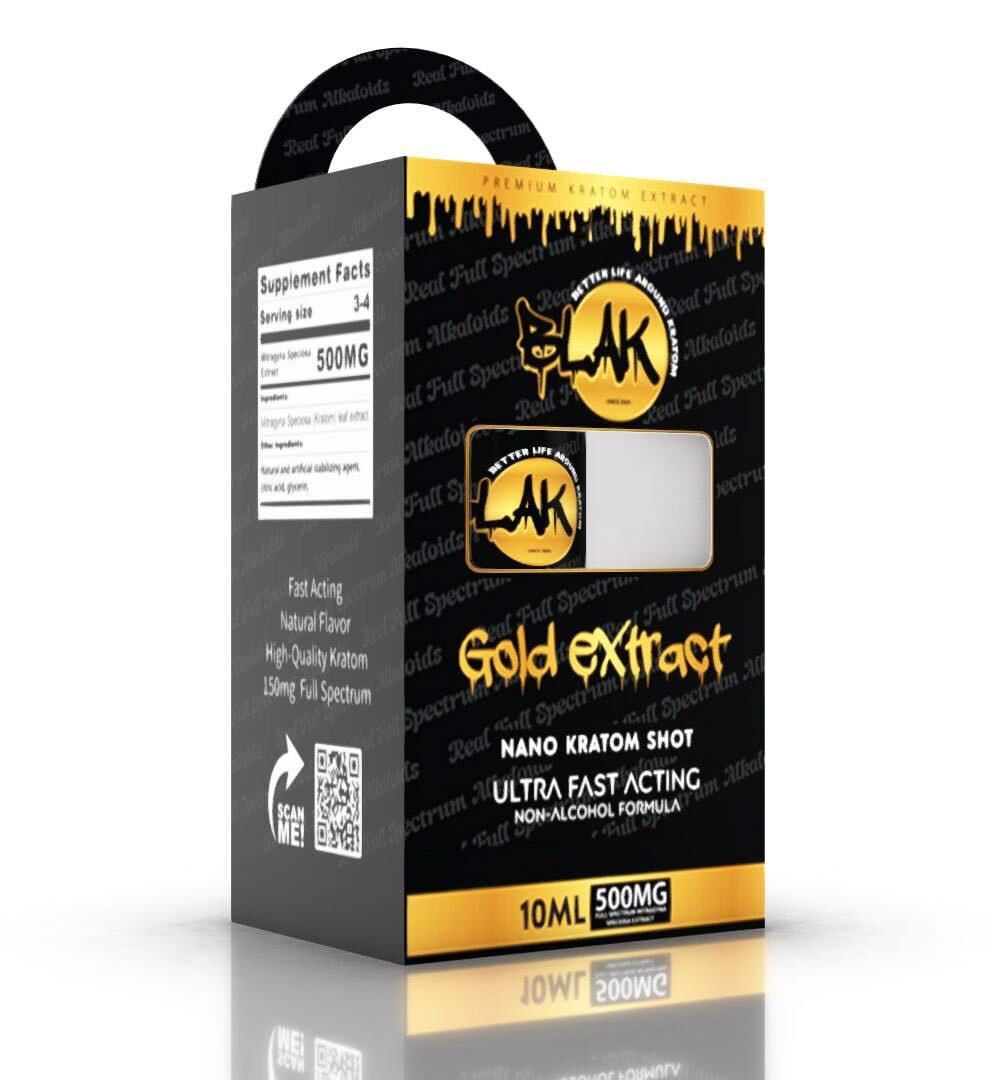 Blak Gold Nano Kratom Shots – Display Box (6 x 10ml • 500mg Full Spectrum)