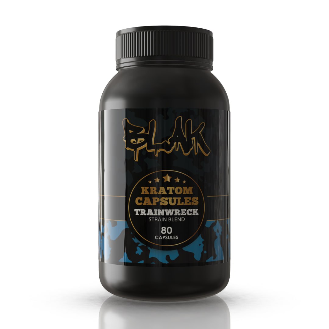 Blak Trainwreck Kratom Capsules – 80ct Bottle