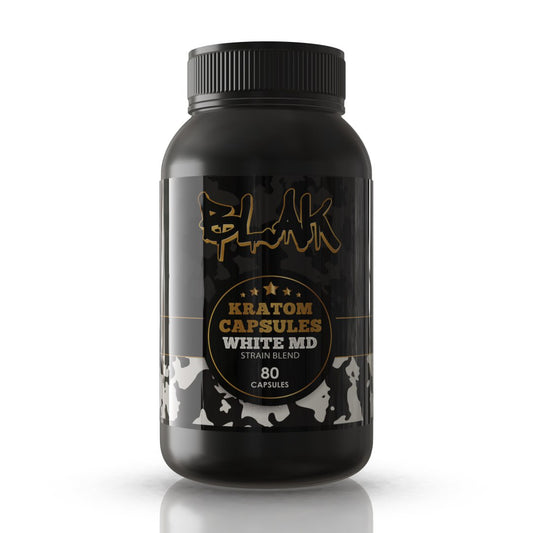 Blak White Maeng Da Kratom Bottle with 80 Capsules